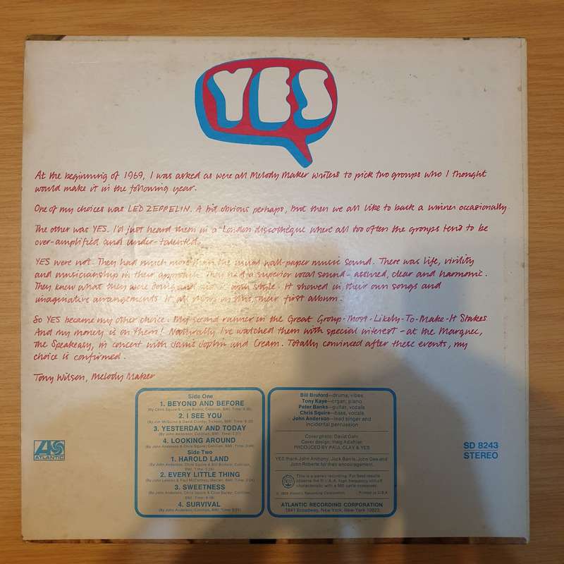 Yes  Yes - Vinyl LP Record - Very-Good+ Quality (VG+)