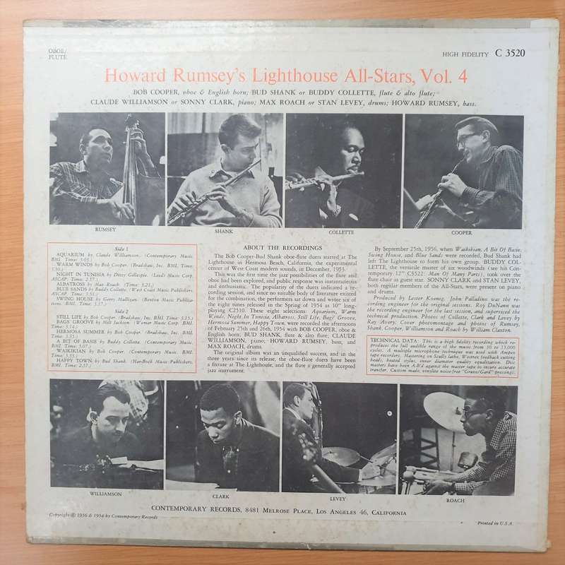 Howard Rumsey's Lighthouse All-Stars  Volume 4, Oboe/Flute - Vinyl LP Record - Very-Good+ Q...