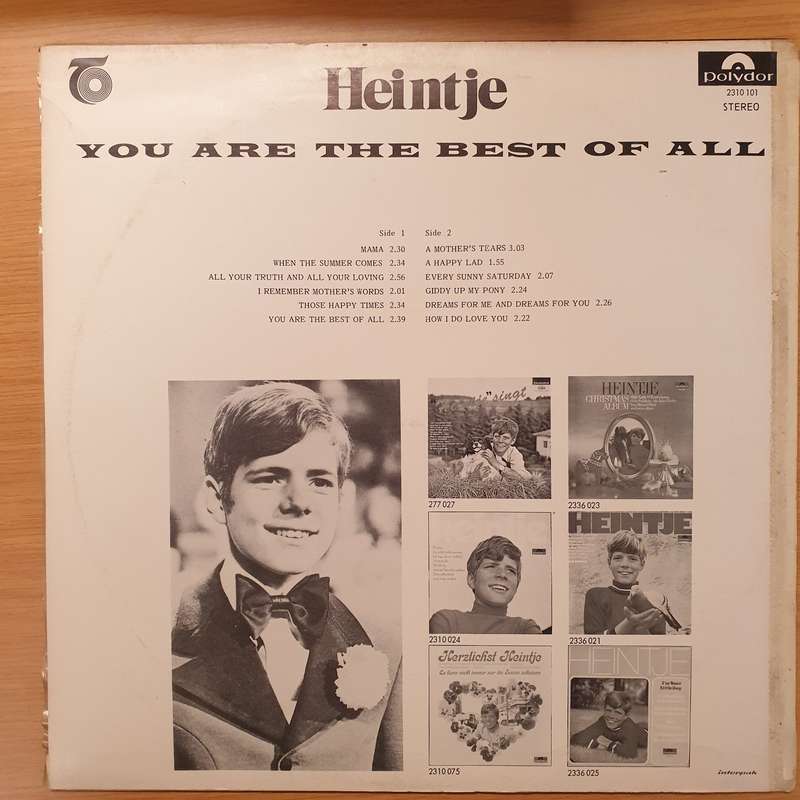 Heintje  You Are The Best Of All - Vinyl LP Record - Very-Good+ Quality (VG+)