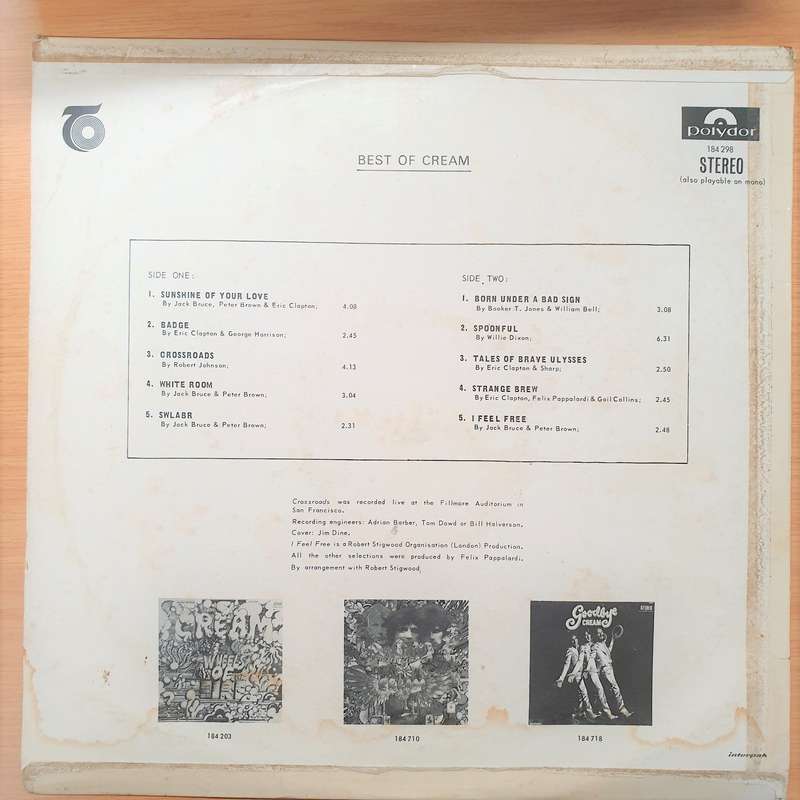 Cream  Best Of Cream - Vinyl LP Record - Very-Good+ Quality (VG+)