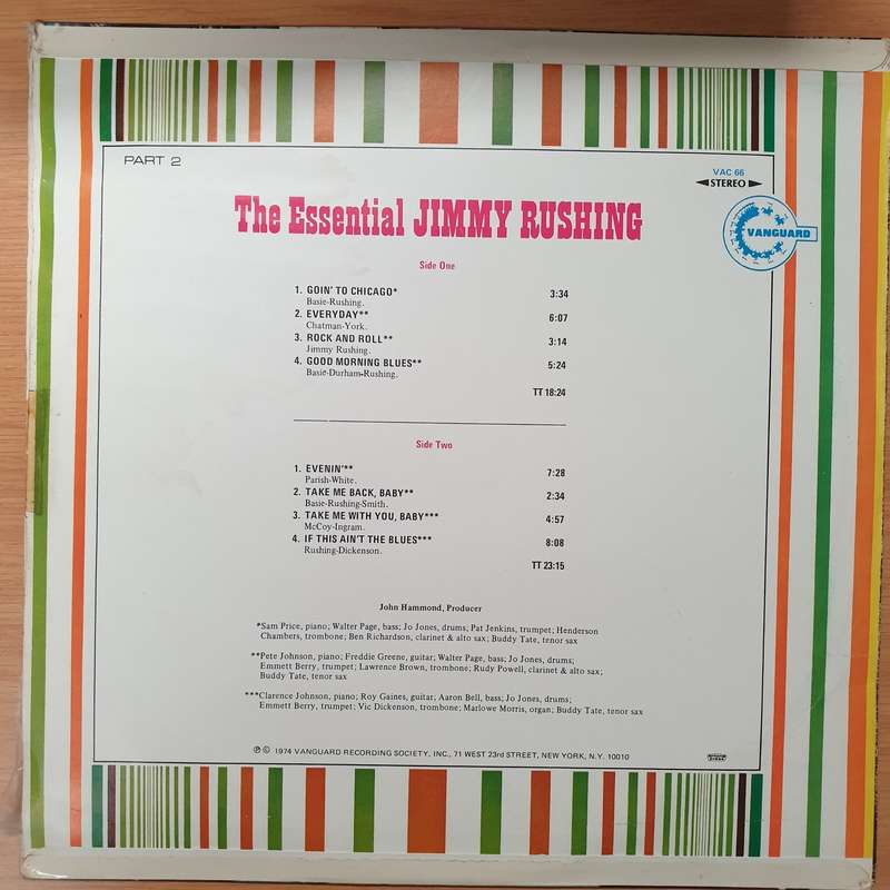 Jimmy Rushing  The Essential Jimmy Rushing Part 2 - Vinyl LP Record - Very-Good+ Quality (VG+)