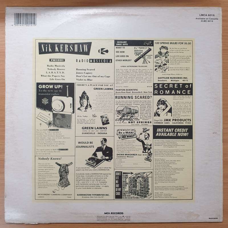 Nik Kershaw  Radio Musicola - Vinyl LP Record - Very-Good+ Quality (VG+)
