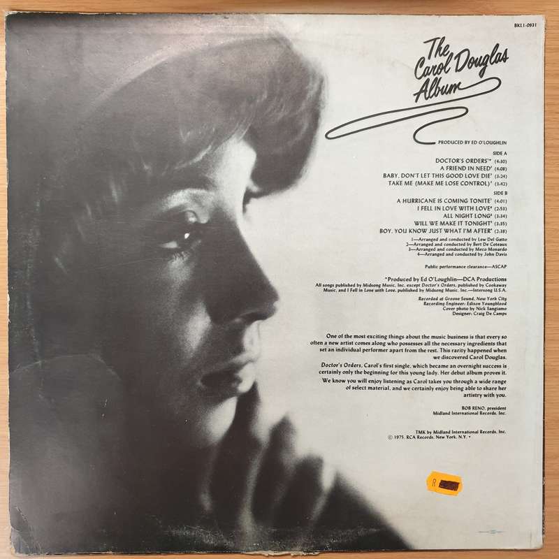 Carol Douglas  The Carol Douglas Album - Vinyl LP Record - Very-Good+ Quality (VG+)