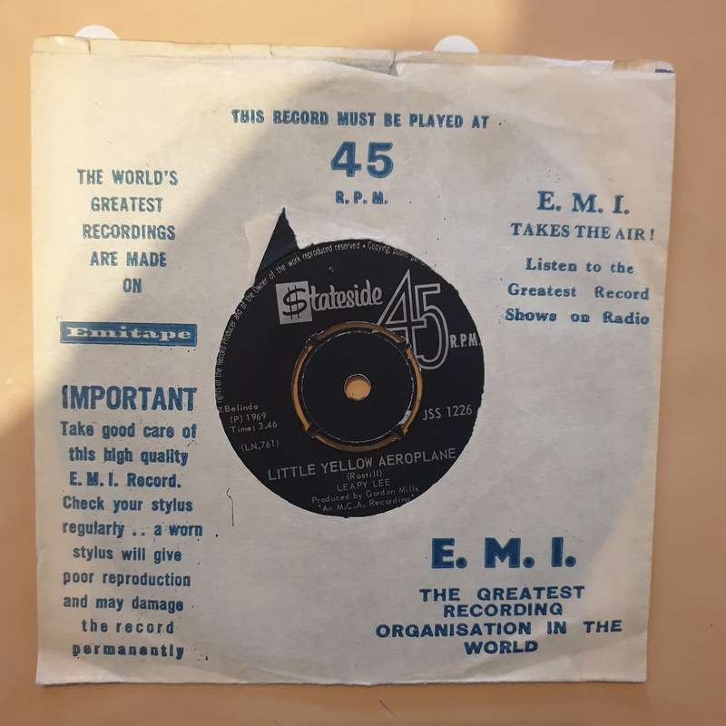 Leapy Lee  Little Yellow Aeroplane / Boom Boom -  Vinyl 7" Record - Very-Good+ Quality (VG+)
