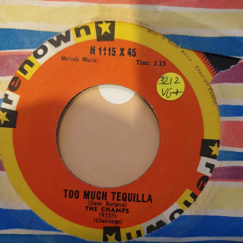 The Champs  Too Much Tequila / Twenty Thousand Leagues -  Vinyl 7" Record - Very-Good+ Qual...