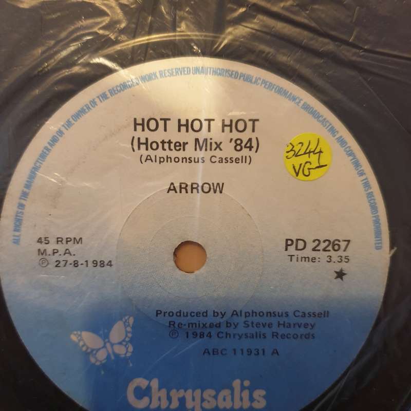 Arrow  Hot Hot Hot - Vinyl 7" Record - Very-Good- Quality (VG-)