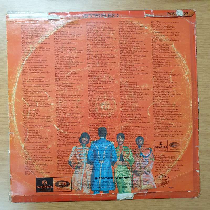 The Beatles  Sgt. Pepper's Lonely Hearts Club Band  Vinyl LP Record - Good+ Quality (G+)