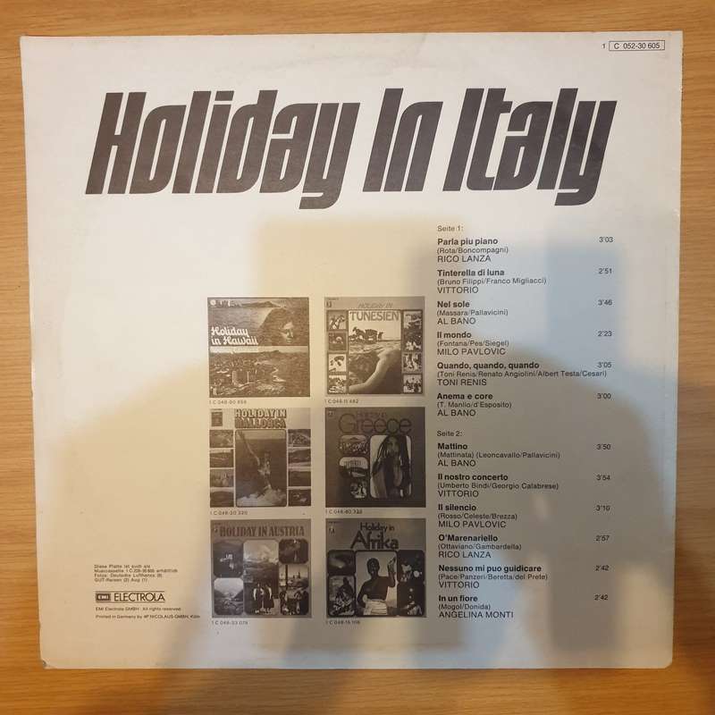Holiday In Italy - Vinyl LP Record - Very-Good+ Quality (VG+)