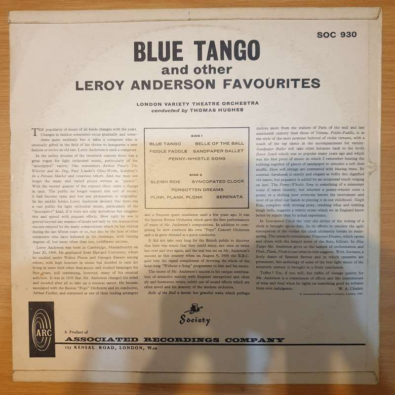 Leroy Anderson  Blue Tango And Other Favourites - Vinyl LP Record - Very-Good+ Quality (VG+)