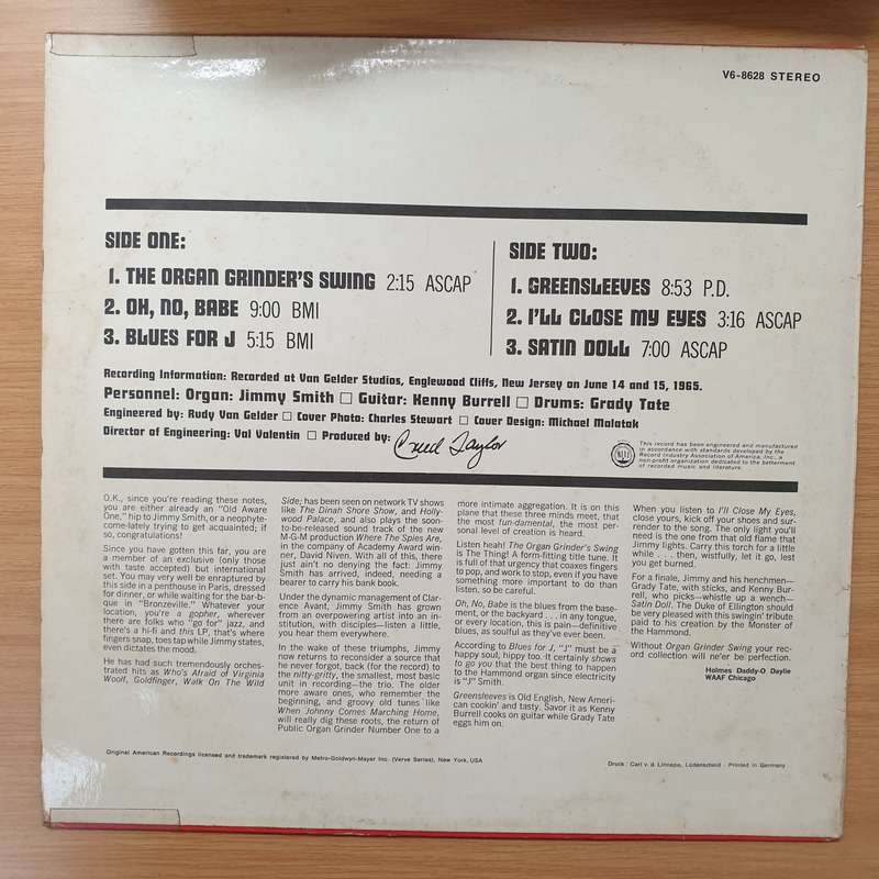 The Incredible Jimmy Smith Featuring Kenny Burrell And Grady Tate  Organ Grinder Swing - Vi...