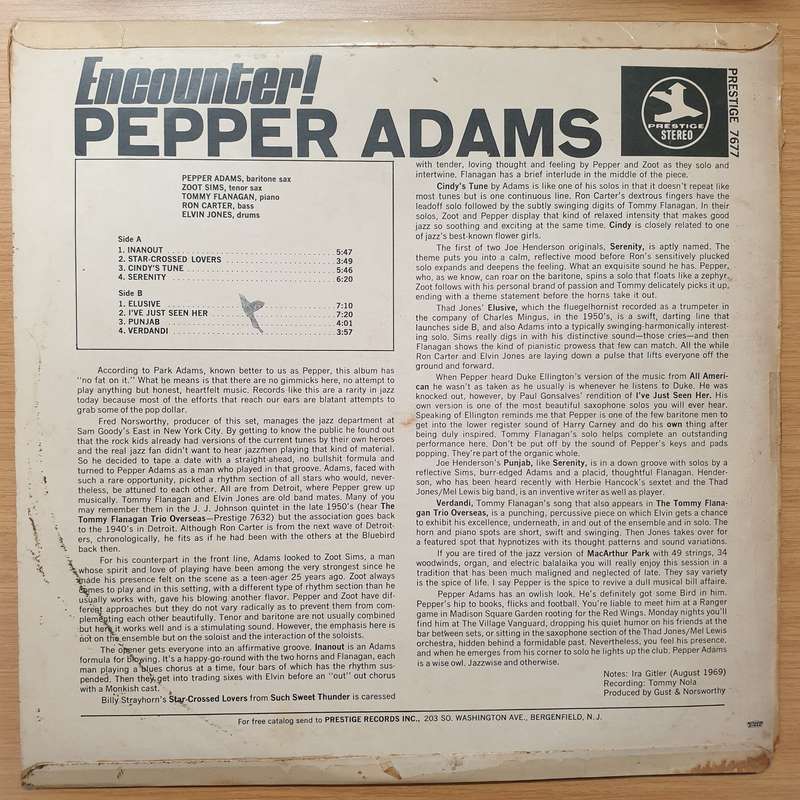 Pepper Adams  Encounter - Vinyl LP Record - Very-Good+ Quality (VG+)