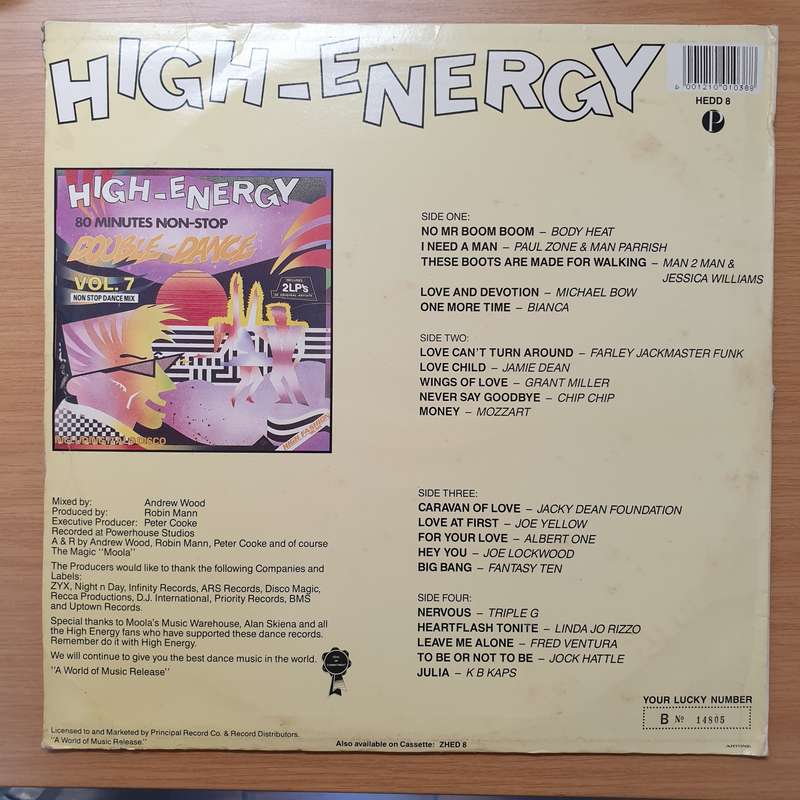 High Energy Double Dance Vol 8 - Double Vinyl LP Record - Very-Good+ Quality (VG+) (verygoodplus)