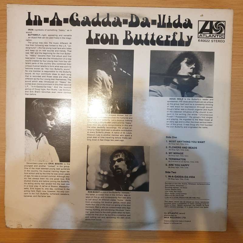 Iron Butterfly  In-A-Gadda-Da-Vida - Vinyl LP Record - Very-Good+ Quality (VG+)
