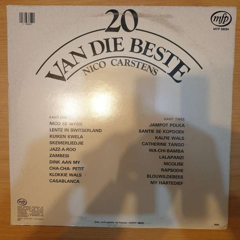 Nico Carstens - 20 Van Die Beste  Vinyl LP Record - Very-Good+ Quality (VG+)