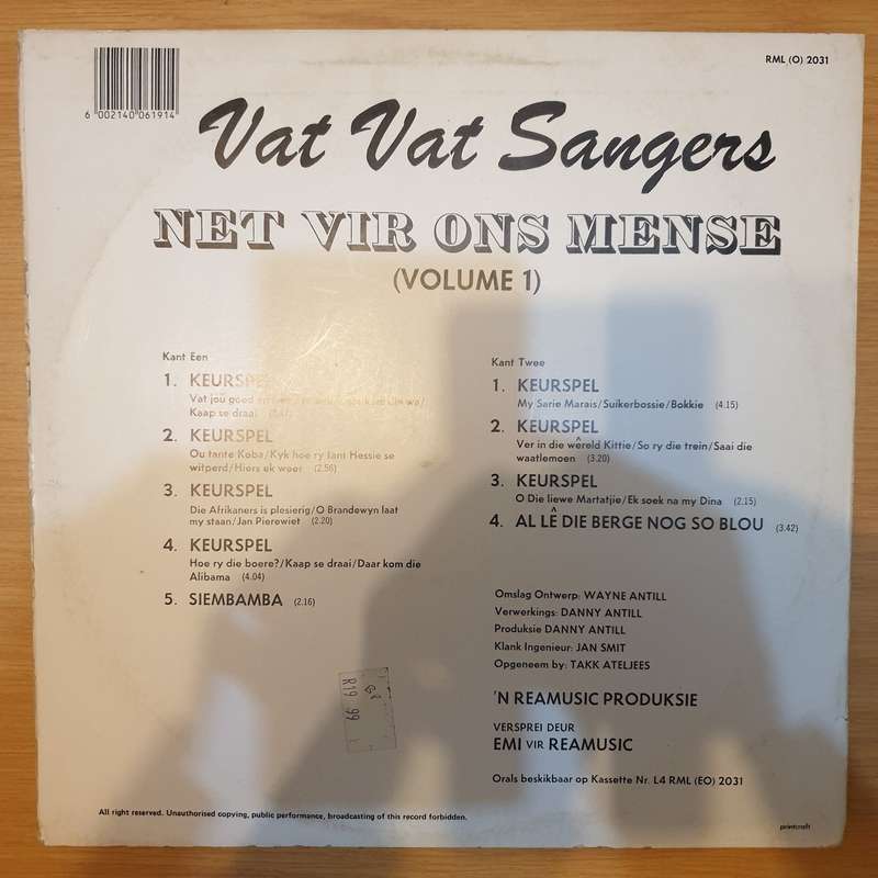 Vat Vat Singers - Net Vir Ons Mense  Vinyl LP Record - Very-Good+ Quality (VG+)