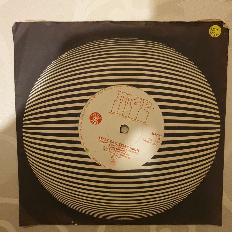 John Edmond  Every Day, Every Night / On And On - Vinyl 7" Record - Very-Good+ Quality (VG+)