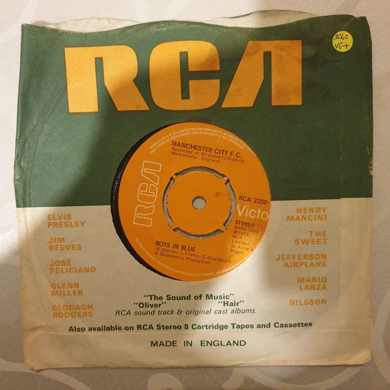 Manchester City F.C.  Boys In Blue - Vinyl 7" Record - Very-Good+ Quality (VG+)