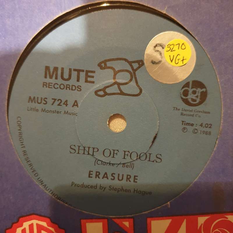 Erasure  Ship Of Fools  - Vinyl 7" Record - Very-Good+ Quality (VG+)