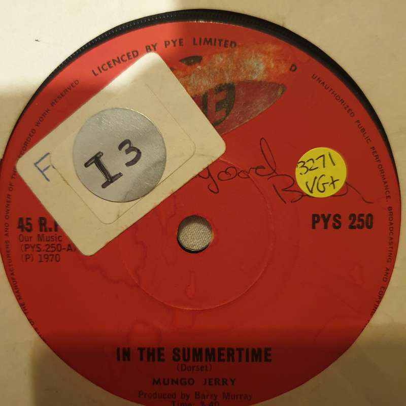 Mungo Jerry  In The Summertime  - Vinyl 7" Record - Very-Good+ Quality (VG+)