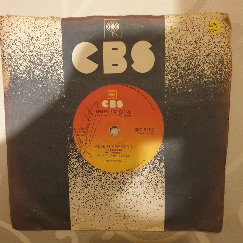 Albert Hammond  When I'm Gone  - Vinyl 7" Record - Very-Good+ Quality (VG+)