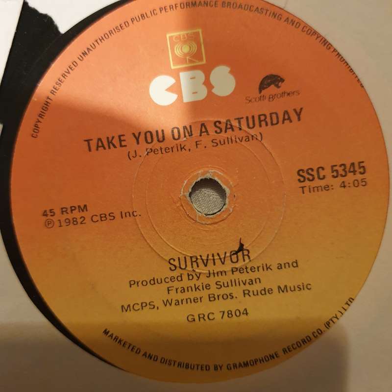 Survivor  Eye Of The Tiger  - Vinyl 7" Record - Very-Good+ Quality (VG+)