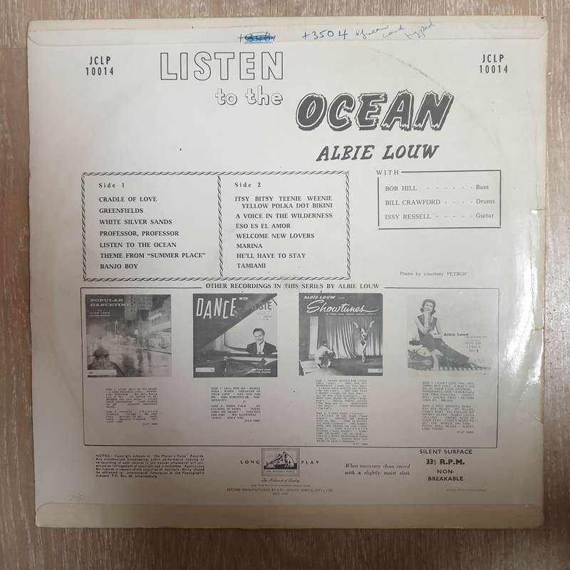Albie Louw - Listen to the Ocean - Vinyl LP Record  - Very-Good+ Quality (VG+)