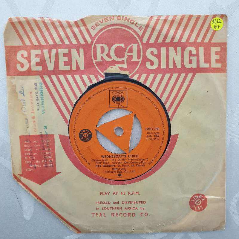 Ray Conniff - Wednesday's Child - Vinyl 7" Record - Good+ Quality (G+)