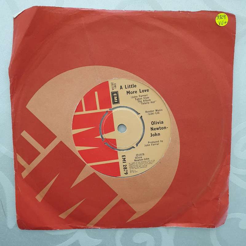 Olivia Newton-John  A Little More Love - Vinyl 7" Record - Very-Good+ Quality (VG+)