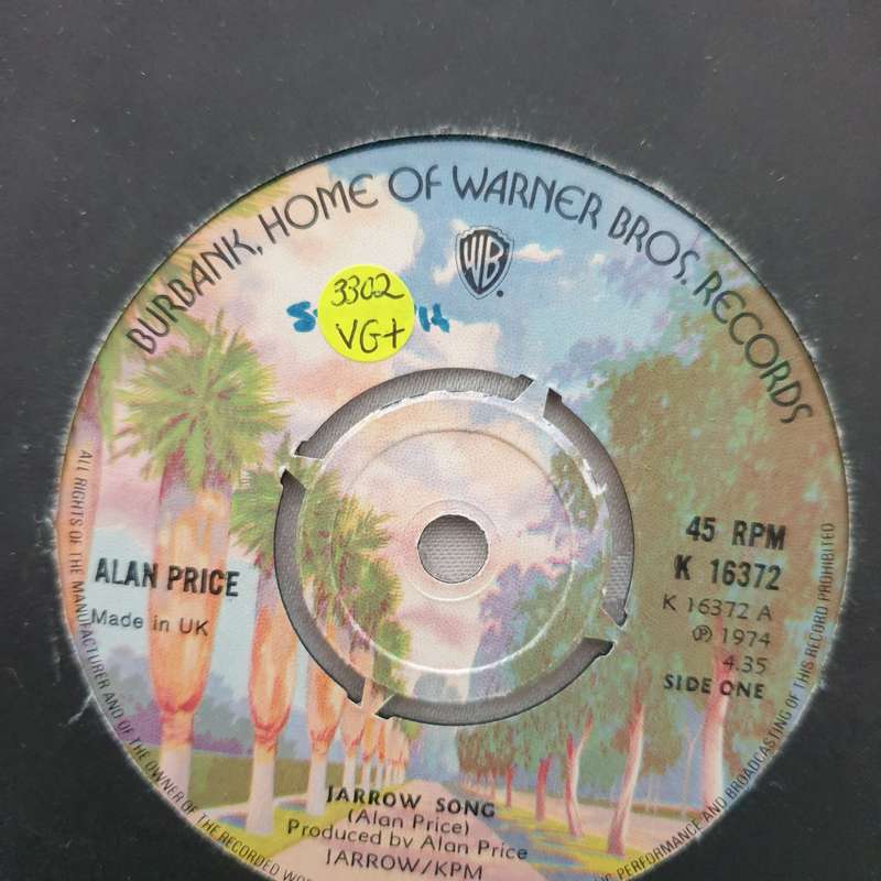 Alan Price  Jarrow Song - Vinyl 7" Record - Very-Good+ Quality (VG+)