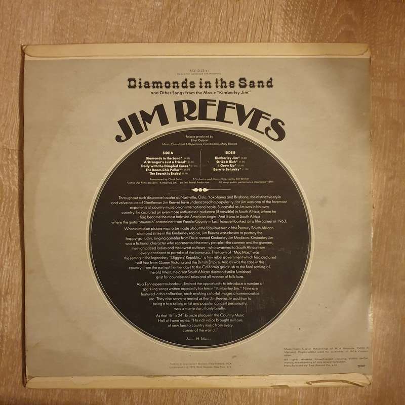 Jim Reeves  Diamonds In The Sand - Vinyl LP Record - Very-Good+ Quality (VG+)