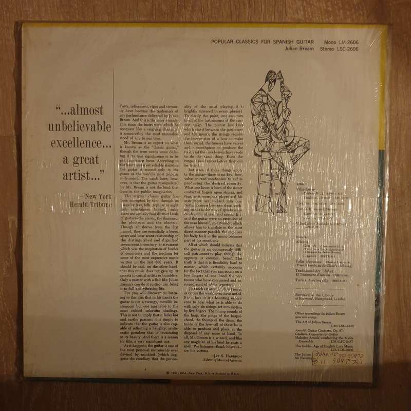 Julian Bream  Popular Classics For Spanish Guitar - Vinyl LP Record - Very-Good+ Quality (VG+)