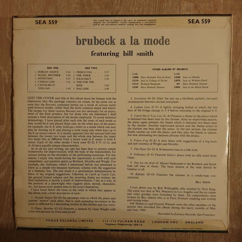 Brubeck  A La Mode - Vinyl LP Record - Very-Good+ Quality (VG+)