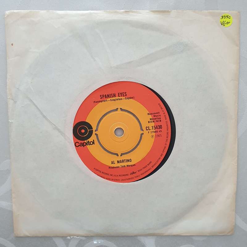 Al Martino  Spanish Eyes - Vinyl 7" Record - Very-Good+ Quality (VG+)