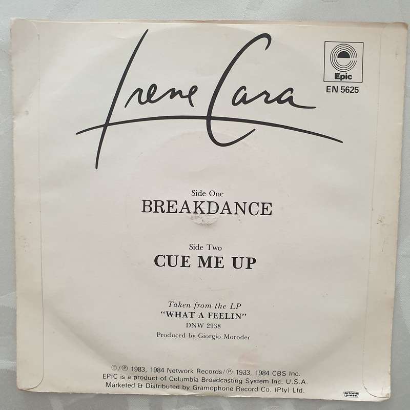 Irene Cara  Breakdance - Vinyl 7" Record - Very-Good+ Quality (VG+)