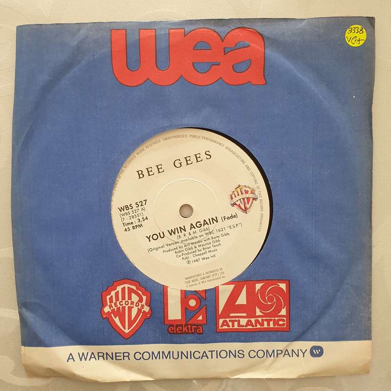 Bee Gees  You Win Again / Backtafunk - Vinyl 7" Record - Very-Good+ Quality (VG+)