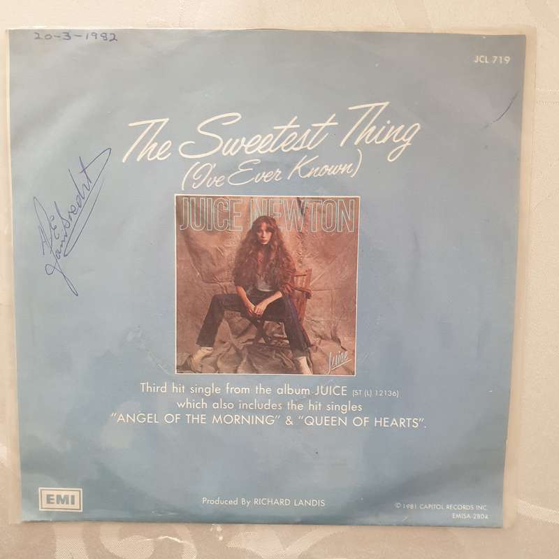 Juice Newton  The Sweetest Thing (I've Ever Known) - Vinyl 7" Record - Very-Good+ Quality (...