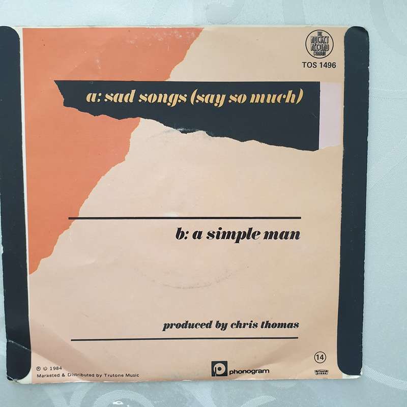 Elton John  Sad Songs (Say So Much) - Vinyl 7" Record - Very-Good+ Quality (VG+)