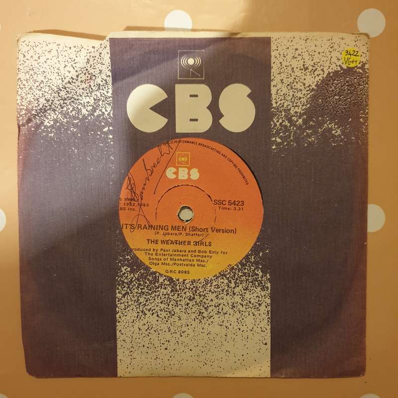 The Weather Girls  It's Raining Men - Vinyl 7" Record - Very-Good+ Quality (VG+)
