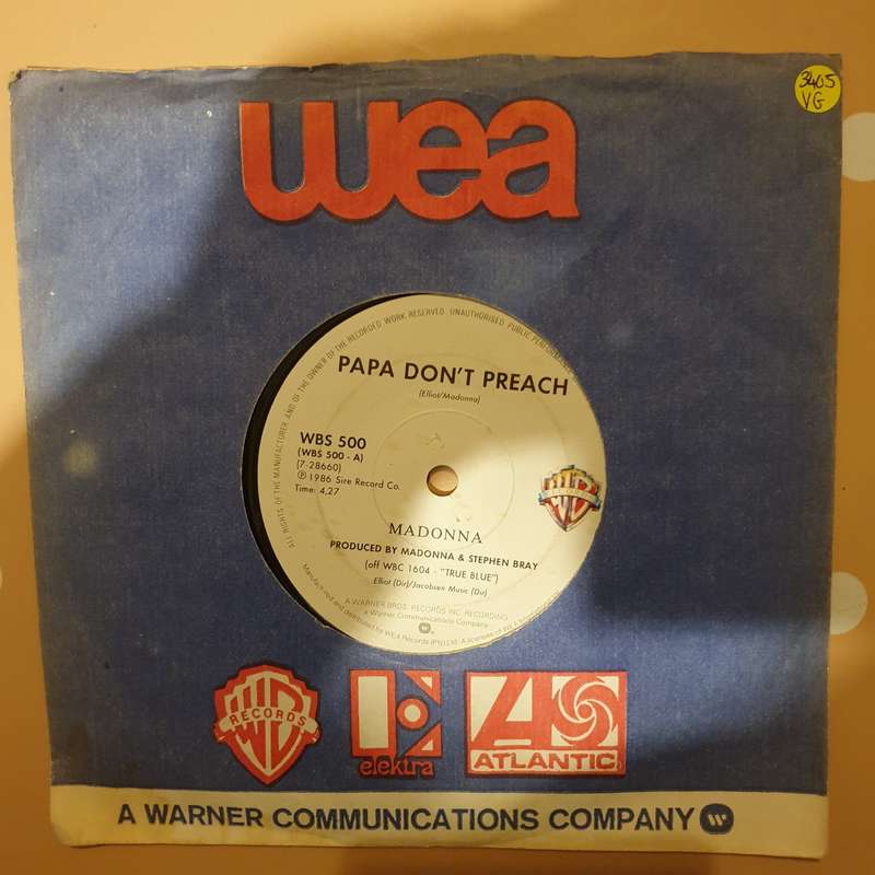 Madonna  Papa Don't Preach / Pretender - Vinyl 7" Record - Opened  - Very-Good Quality (VG)