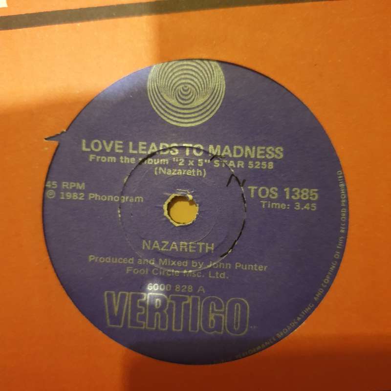 Nazareth  Love Leads To Madness - Vinyl 7" Record - Opened  - Very-Good Quality (VG)