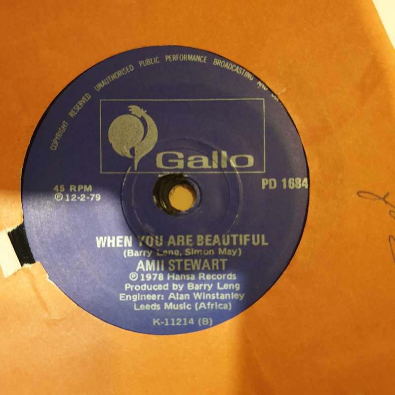 Amii Stewart  Knock On Wood - Vinyl 7" Record - Very-Good- Quality (VG-)