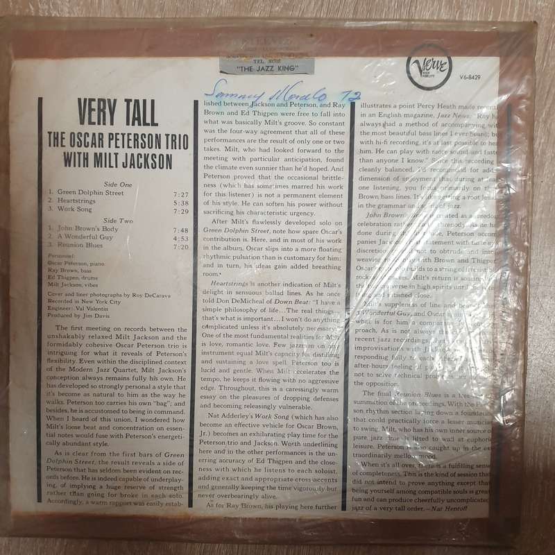 The Oscar Peterson Trio With Milt Jackson  Very Tall  Golden Favorites - Vinyl LP Rec...