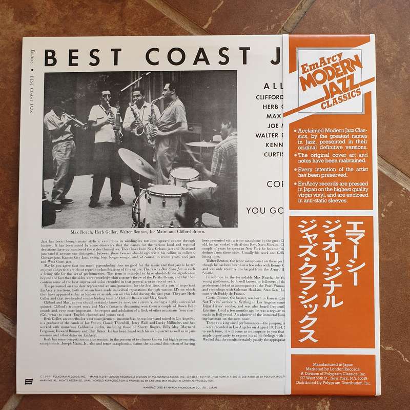 Best Coast Jazz - Max Roach, Herb Geller, Walter Benton, Joe Maini, Clifford Brown  (Japan Pressi...