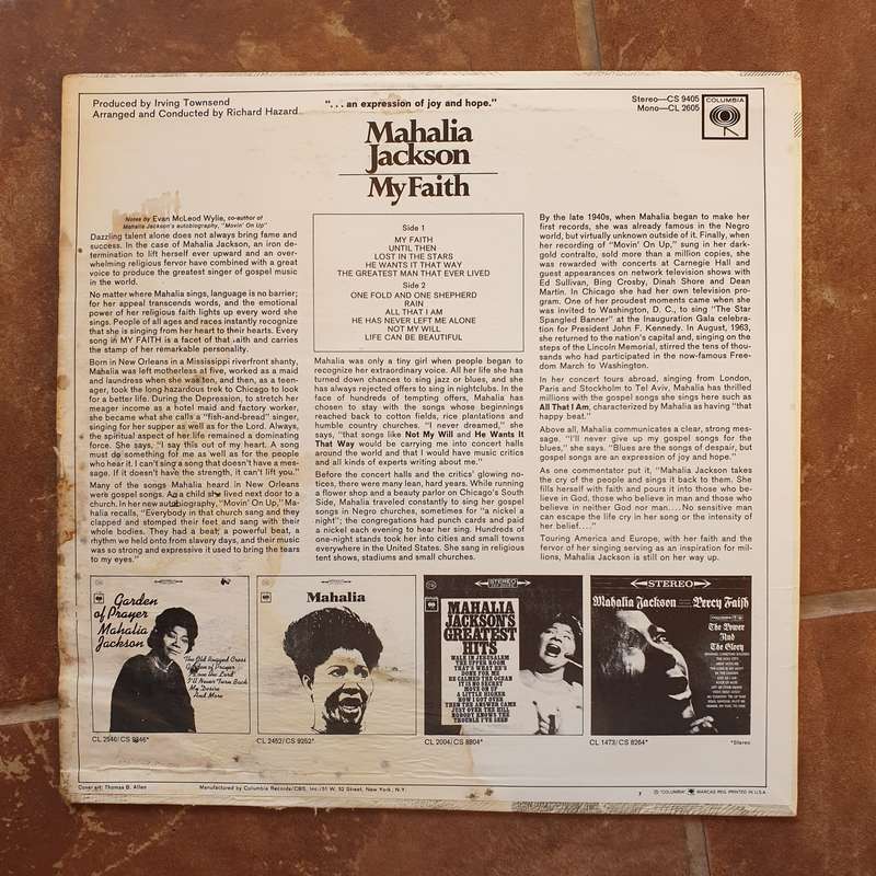 Mahalia Jackson  My Faith  Vinyl LP Record - Very-Good- Quality (VG-)