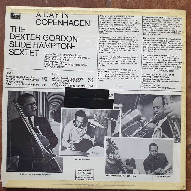 Dexter Gordon & Slide Hampton  A Day In Copenhagen - Vinyl LP Record - Very-Good+ Quality (...