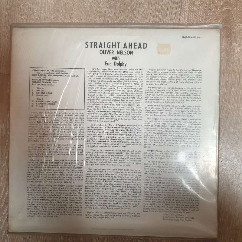Oliver Nelson With Eric Dolphy  Straight Ahead - Vinyl LP Record - Very-Good+ Quality (VG+)