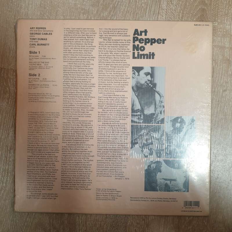 Art Pepper  No Limit - Vinyl LP Record - Very-Good+ Quality (VG+)