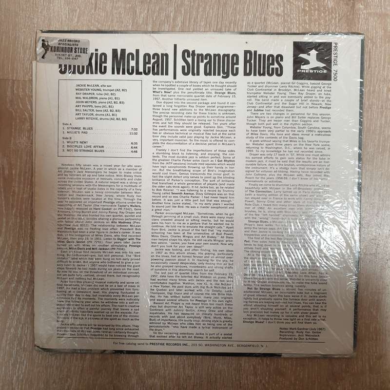 Jackie McLean  Strange Blues - Vinyl LP Record - Very-Good+ Quality (VG+)