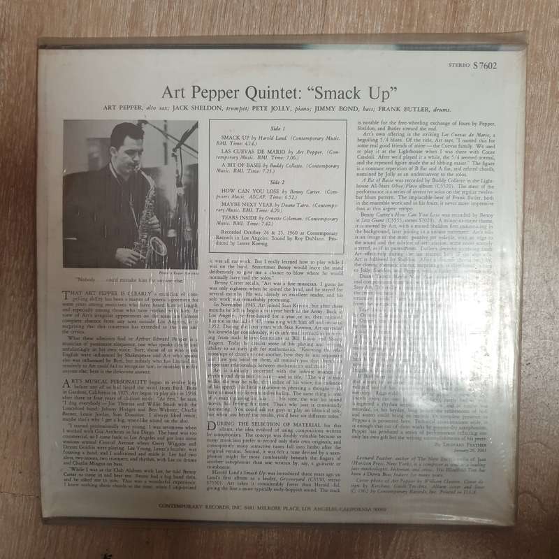 Art Pepper Quintet  Smack Up (S7602) - Vinyl LP Record  (VG+)