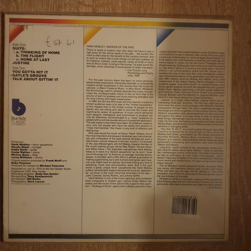 Hank Mobley  Thinking Of Home  Blue Note Classic - Vinyl LP Record - Very-Good+ Quality ...
